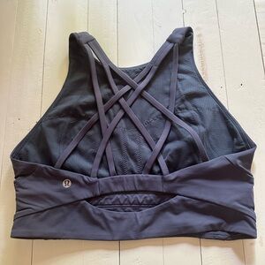 Lululemon Free to be Serene High Neck Longline Bra Crop Top Dark Purple Size 10